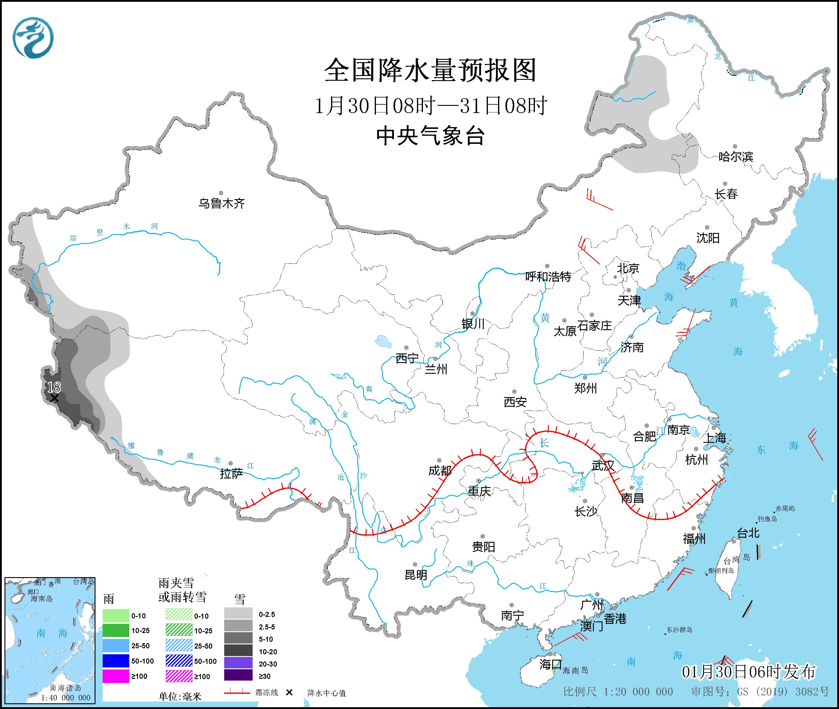 西藏西南部有較強降雪 冷空氣將影響我國大部地區