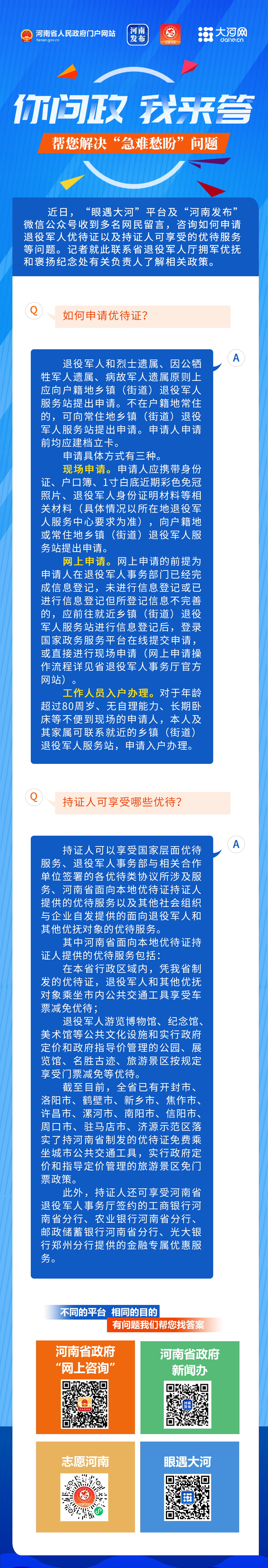 你問政 我來答丨退役軍人優待證如何申請？可享受哪些優待？解答來了