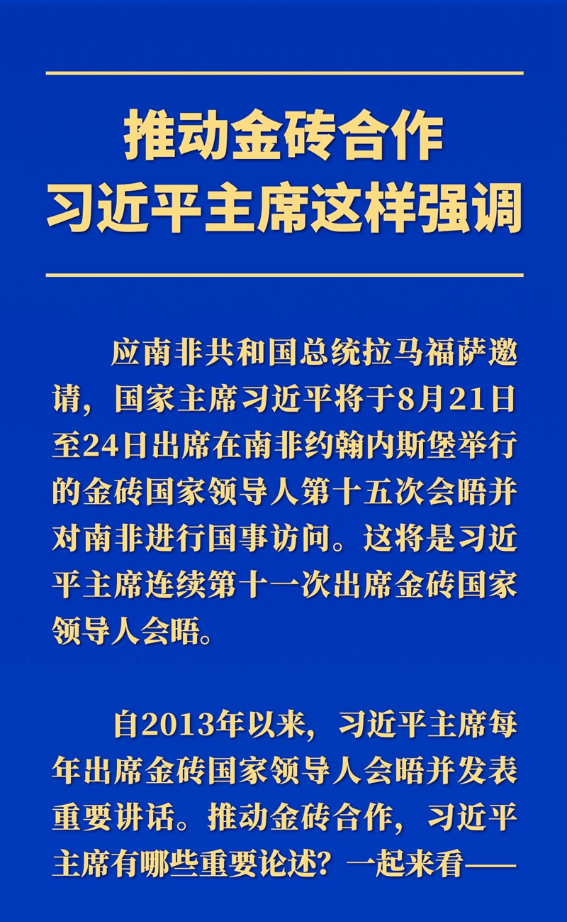 推動金磚合作，習近平主席這樣強調