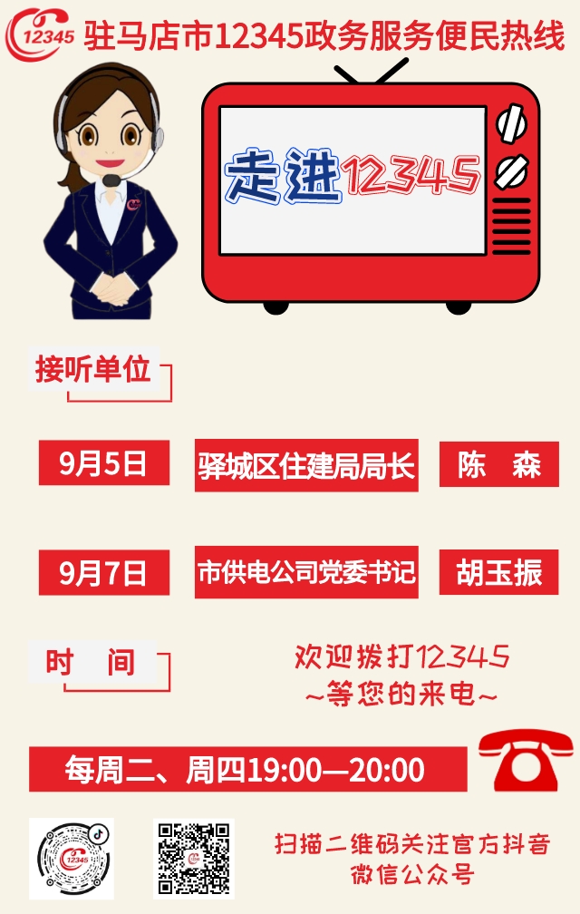 本周駐馬店市這兩家單位負責人接聽12345熱線