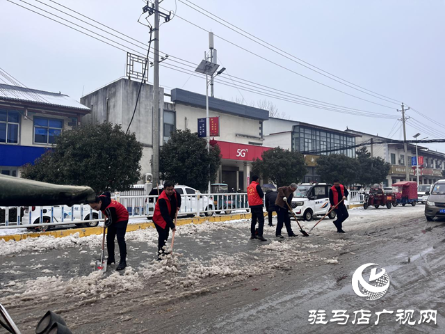 遂平縣陽豐鎮組織機關干部鏟除道路積雪