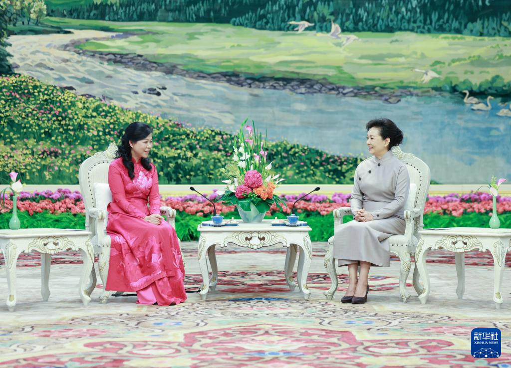 彭麗媛同越共中央總書記、國家主席夫人吳芳璃茶敘