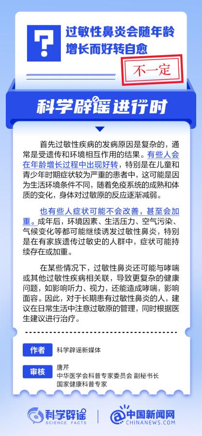 過敏性鼻炎會隨年齡增長自愈嗎？