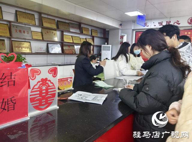 驛城區：情定情人節 婚姻登記處扎堆領證