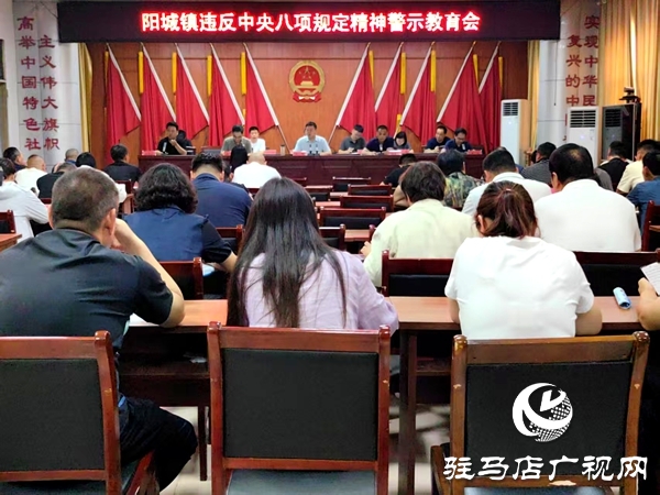 平輿縣陽城鎮召開違反中央八項規定精神警示教育會
